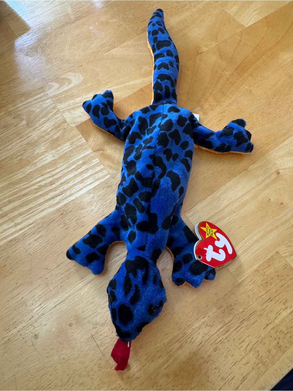 Ty Blue and Black Leopard Print Plush Lizard Toy